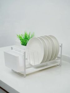 Simwind ที่วางจาน ที่เก็บจาน ที่คว่ำจาน 2 ชั้น ชั้นวางจานสแตนเลสระบายน้ําสําหรับห้องครัว ชั้นวางของในครัว ชั้นวางของตะแกรง