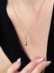 Elegant Titanium Steel Waterdrop Pendant Necklace Womens Color Retention Simple Design Versatile Clavicle Chain Jewelry