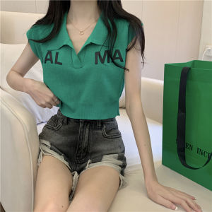 Áo Thun Tay Ngắn Đệm Vai Màu Trắng Cổ Polo Không Tay Thiết Kế Sành Điệu Cho Khiêu Vũ Jazz Áo Thun Thường Ngày Mùa Hè