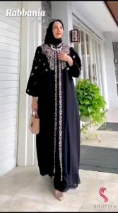 Gamis Terbaru Aplikasi Bordir Bahan Crinkle Airflow