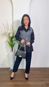 Rompi Vest Jas Wanita Formal Hitam Slimfit