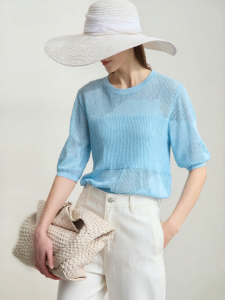 AMII | Round Neck Lightweight Short Sleeve Knitwear
