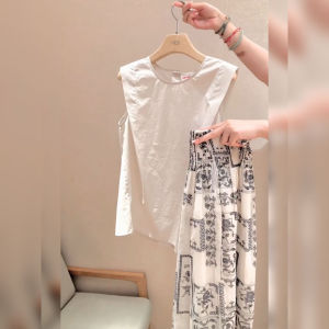 DANTING | Design Fashionable Sleeveless Vest Skirt Two-Piece Set