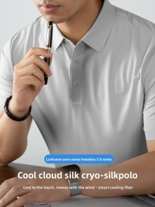 PERDONTOO | Cool Sensation Cloud Silk POLO Shirt Mens Short Sleeve Seamless Iron-Free Turn-Down Collar