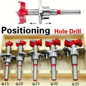 5pcs/set 15mm-35mm Woodworking Hinge Hole Opener Set&Wooden BoxPositioning Adjustable Hard Alloy Flat Wing Fotstner Drill Bits