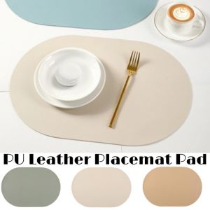 Leather Placemat Pads Waterproof Table Pads Oil-Proof Oval Table Mat For Dining Kitchen Placemat Home Decor