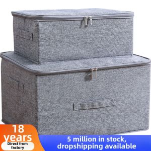 Cotton and Linen Zipper Storage Box