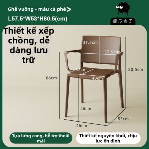 NANGUAHEZI | Ghế Ăn Cơm Thiết Kế Scandinavia Có Tựa Tay Đống Xếp Tựa Lưng Dày