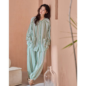 Long Sleeve Loose Wearable Cotton Pajama Set