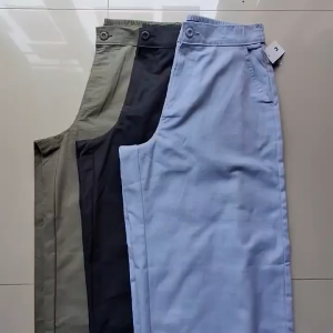 WOMENS WIDE LEG COTTON PANTS WITH POCKETS