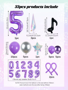 33pc Kpop Music-Themed Birthday balloon Pillar Set Suitable for K-Pop Music-Themed Birthday Party Decorations and Disco-Themed