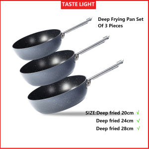Deep Frying Pan 3pcs Set Non Stick Frying Pan Oven Safe Easy Cleaning Granite Material Kitchen Induction Pan Electromagnetic StoveInduction Cooker Gas Stove Electric Ceramic Stove Universal Pot