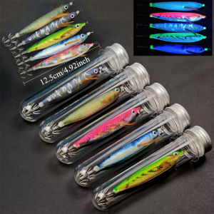 1pc 12.5cm Glow in The Dark Wood Shrimp Horizontal Squid Jig Egi Set UV Squid Lure Sea Cuttlefish Octopus Saltwater Tackle