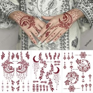 สติกเกอร์ลายเฮนน่ากันน้ำลายพระจันทร์ ลายเฮนน่าแบบใช้แล้วทิ้งสำหรับผู้หญิง ลายเฮนน่าปลอมสำหรับงานเทศกาล แต่งตัว