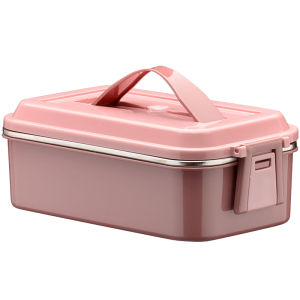 Portable 304 Stainless Steel French Style Microwave Safe Lunch Box Sealed Student White Collar Bento Box Insulated Food Container