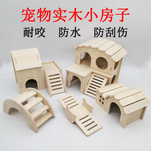 Real Wood Hamster House for Goldfish Mouse Hedgehog Wooden Shelter Pet Toy Landscape Decoration Small Animal Housing