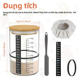 Bộ Dụng Cụ Ủ Men Bột Mì 900ml Lọ Thủy Tinh Trong Suốt Chịu Nhiệt Dùng Để Ủ Men Đựng Thực Phẩm Thân Thiện Với Môi Trường Dùng Được Cho Cả Nam Và Nữ Người Lớn.