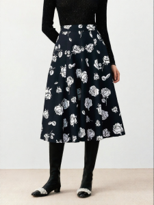 Koradior | Winter Elegant Floral A-Line High Waist Slimming Skirt