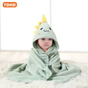 TDHD Hot Selling New Animal Hooded Baby Bath Towel Soft Cap Warm And Fast Absorbent Coral Velvet Bathrobe For Boys And Girls