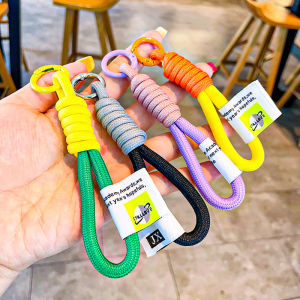 Nylon Woven Rope Mobile Phone Case Lanyard Double Color Knot Fashion Keychain Anti-Lost Rope Pendant Bag Accessories