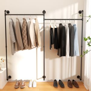 Industrial Pipe Clothes Rack Wall Mounted Garment Pipe Clothing Rack