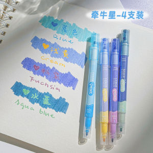 Grade Three Class Two Overlay Flash Fluorescent Pen Fluorescent Marker Students Use Color Stroke Key Points Marking Pen Special Silver Pen for Notes Good-looking Hand Account Journal Pen Multi-Color Fluorescent Highlighter