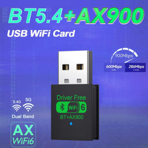 900Mbps WiFi6 USB Wireless Network Card 2.4G/5GHz Bluetooth 5.4 Adapter Driver-Free 150M BT4.2 Wireless Adapter for PC Laptop