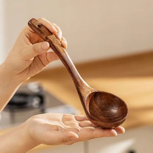 Wooden Soup Spoon Long Handle Rice Soup Spoon Teaspoon Kitchen Cutlery Accessories Kitchen Gadgets