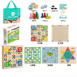 TONGMUXING | Checkers Chess Gobang Wooden Portable Desktop Game