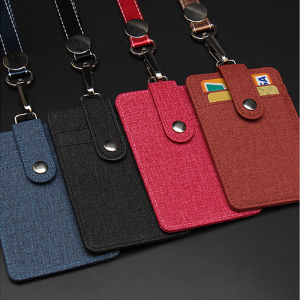 Work Card Holder Employee Badge Hanging Neck ID Bus Student School Meal Cards Protective Cover with Lanyard Office Equipment