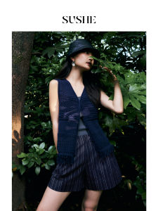 SUSHE | Casual Resort Style Cotton Knit V-neck Sleeveless Tassel Vest