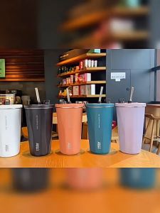 【READY STOCK 】Tyeso Tumbler 600ml 304 Stainless Steel Coffee Mug Retractable Straw 304 Stainless Steel Water Bottle Cup