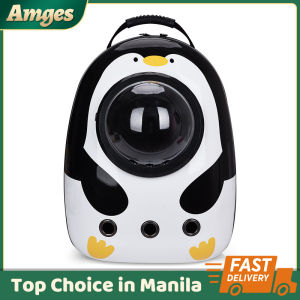 Pet Backpack Breathable Pet Carrier Bag Portable Dog Cat Expandable Transparent Space Carrying Cage Pet Outdoor Travel Backpack Capsule Cartoon Black Brushed Red White Fairy Ball Penguin Design