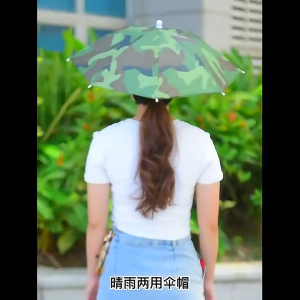 PaulWeekend ร่มหมวกลายการ์ตูนร่มหมวกแบบร่มฝนและฝนหมวกกันแดดตกปลาร่มป้องกันการระบายอากาศเงาดวงอาทิตย์ขนาดเส้นผ่าศูนย์กลาง69ซม. ส่งเชือกลม