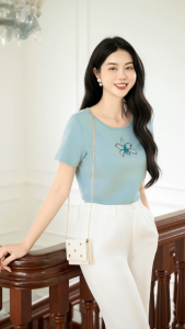 Áo thun trung niên thiết kế cao cấp phong cách năng động thương hiệu Thiều Hoa AN4L1256