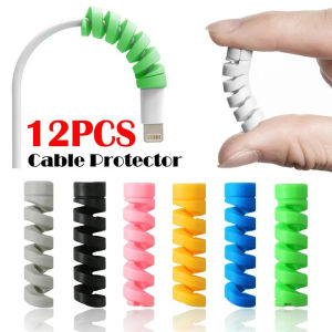 12Pcs Cable Protector Universal Silicone Data Cable Spiral Winder Wire Cord Cable Organizer for Charge Cable Protector Accessory