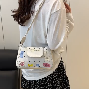 SEA YADOU  กระเป๋าสะพายไหล่ผู้หญิงสไตล์เกาหลี INS กระเป๋าสะพายข้างน่ารักลายจุดแฟชั่นเรียบง่ายแมทช์ลุคง่าย