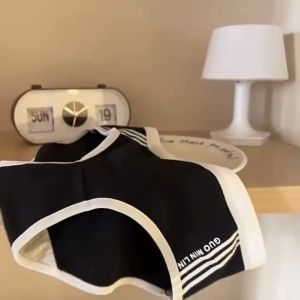 HEILOU Panty 5 Pcs for Adult Women Simple Black White Mid Waist Sports Plus Size Panties