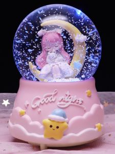 Hộp Nhạc Cầu Lông Pha Lê Thiên Thần Mặt Trăng Sáng Bóng Quà Tặng Sinh Nhật Cho Học Sinh Hoạt Hình Sáng Tạo Đồ Trang Trí Nhà