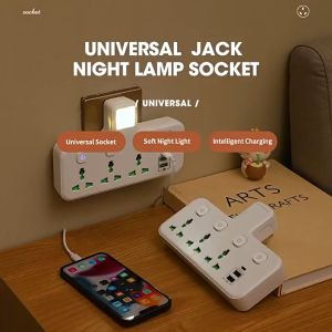 Powerlong PH Universal Converter USB Expansion Socket With Night Light Plug Ac Outlet Power Strip Multiprise Wall Socket Network Filter with Usb Cherger Separate Switch Adapter