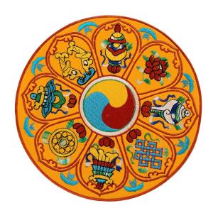ZANGCUN | Đệm Mandala Tám Hình Xúc Tượng May Mắn Bằng Tay với Sáu Âm Tiếng Vajra