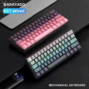 Mechanical keyboard APAYADO Wired Gradient 60% keyboard RGB Backlit 61 Keys gaming accessories Mini Layout for PC/Laptop