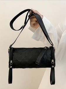 กระเป๋าสะพายข้างผ้าใบทรงถังสไตล์สตรีทแฟชั่น กระเป๋าใส่โทรศัพท์มือถือแบบสะพายข้างไหล่กว้าง กระเป๋าสะพายข้างแบบอเนกประสงค์สำหรับผู้หญิง