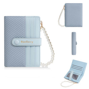 Baellerry Womens Fashion Buckle Wallet Luxury Pearl Chain Zipper Coin Purse