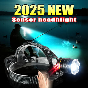 Powerful Head Flashlight XHP 70 Headlight Zoom Sensor Rechargeable LED Headlamp Outdoor Multi-Function Head Torch Lantern Lamps