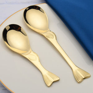 Creative Copper Fish Shaped Spoon Short Handle Stir Rice Soup Ladle Cute Childrens Dining Utensils Western Style Cutlery