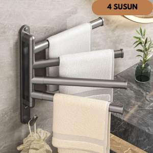 RAK GANTUNGAN HANDUK STAINLESS BESI ALUMINUM 3 4 SUSUN TAHAN KARAT TAHAN AIR / HANDUK HOLDER DAPAT BERPUTAR SESUAI KEBUTUHAN