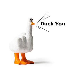 "Duck You" Vertical Middle Finger Duck Creative Resin Desktop Funny Ornaments Sand Carving Gifts for Friends and Classmates