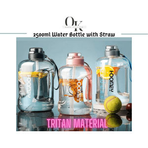 2500ml Tritan Water Bottle With Straw BPA Free Leakproof For Gym Workout Training Sport Botol Besar 超大运动水瓶