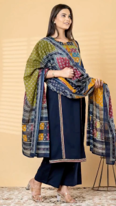 DEBAYU Readiprint Cotton Kurti with Bottom & Dupatta Set Embroidered Sequins Works Size M to XXL Malaysia